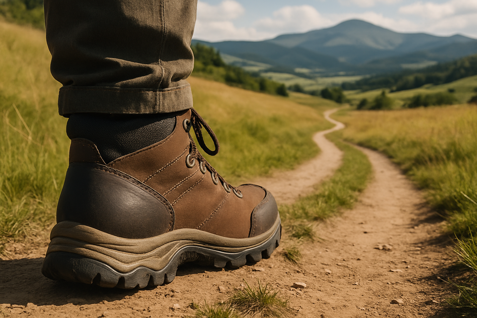 Der Fuß sollte nach vorne in Richtung des Weges gerichtet sein